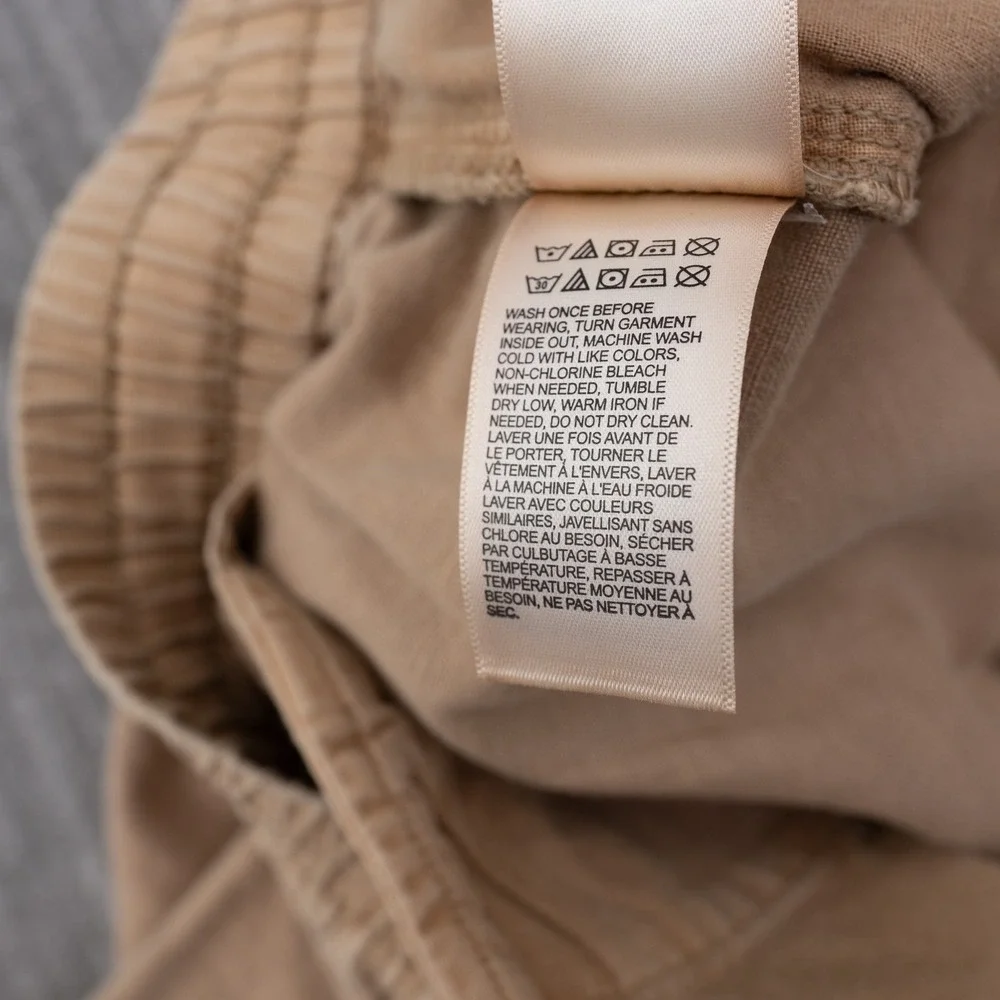 Lucky Brand Mens XXL Tan Linen Cotton Blend Elastic Drawstring Straight Pants